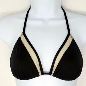 NWOT L Space Magic Sophie Mesh Triangle Halter Bikini Top Black [ SZ XS ] #1068